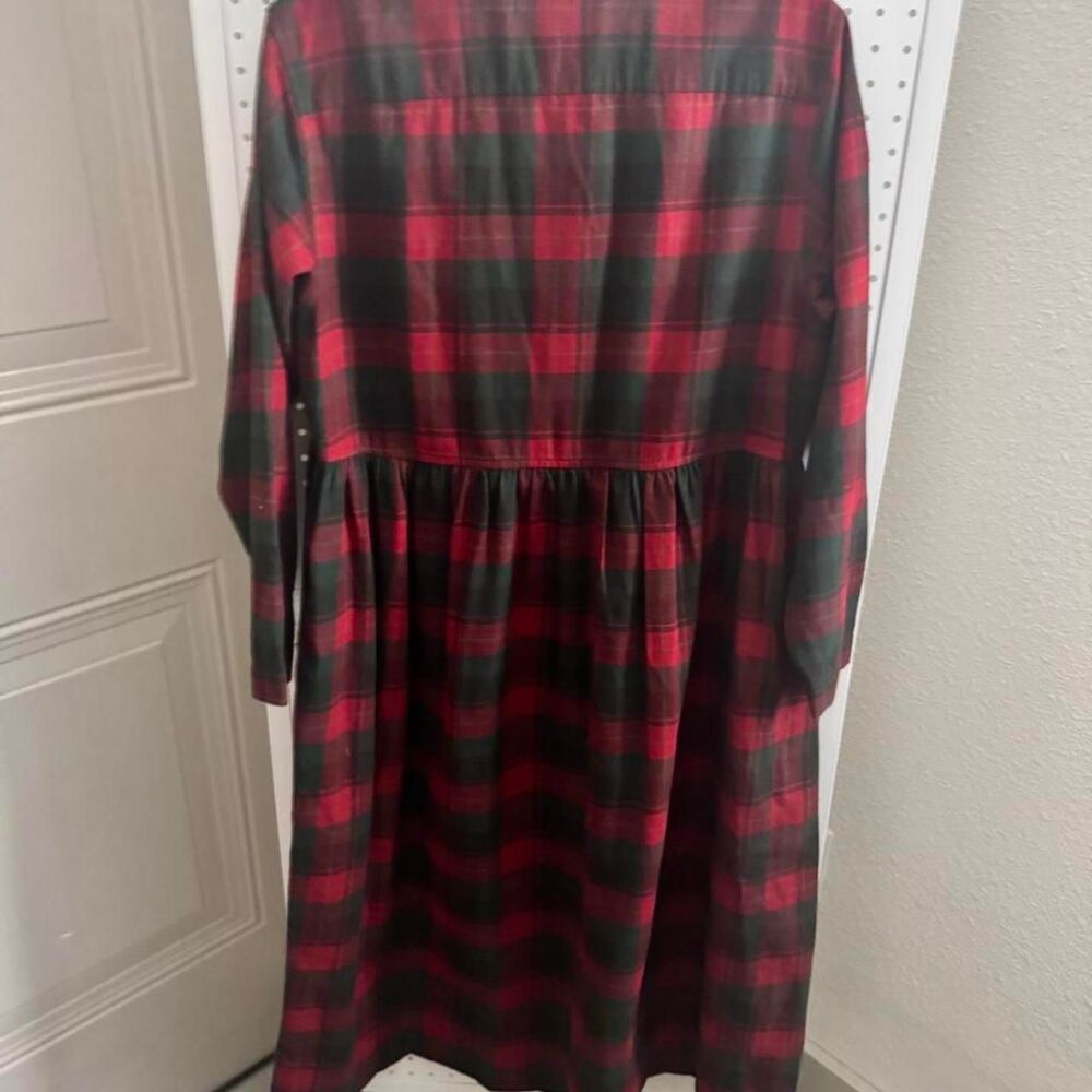 Vintage Eddie Bauer Plaid Flannel Shirt Dress Petite Medium Cottagecore - Picture 5 of 5